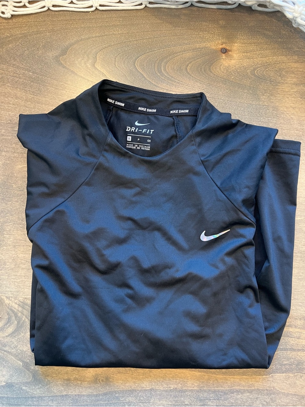 Nike Black Dri-FIT Swim Top with Swoosh
